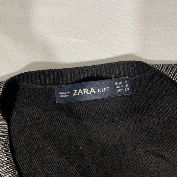 NEW Zara Knit [ Small ]‎ V Neck Metallic Long Sleeve Top Sweater Black/Gold - Picture 4 of 14